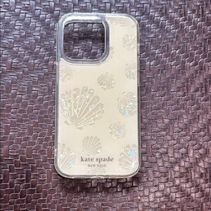 kate spade White Glitter Shell iPhone Case
